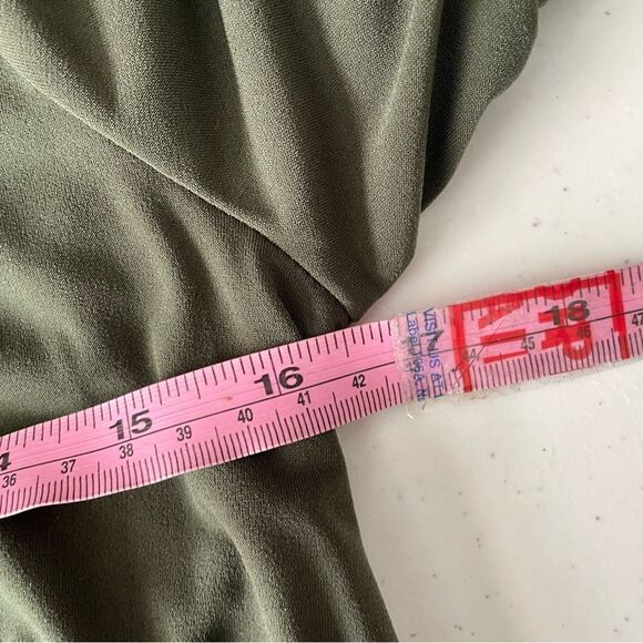 MICHAEL KORS olive green surplice fit & flare shift casual dress size small NEW - Picture 7 of 11